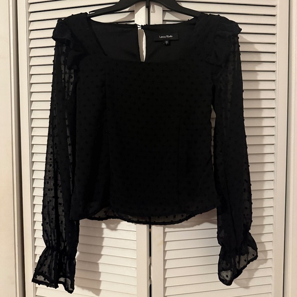 Lea & Viola Sheer Ruffle Sleeve Blouse - Picture 1 of 3